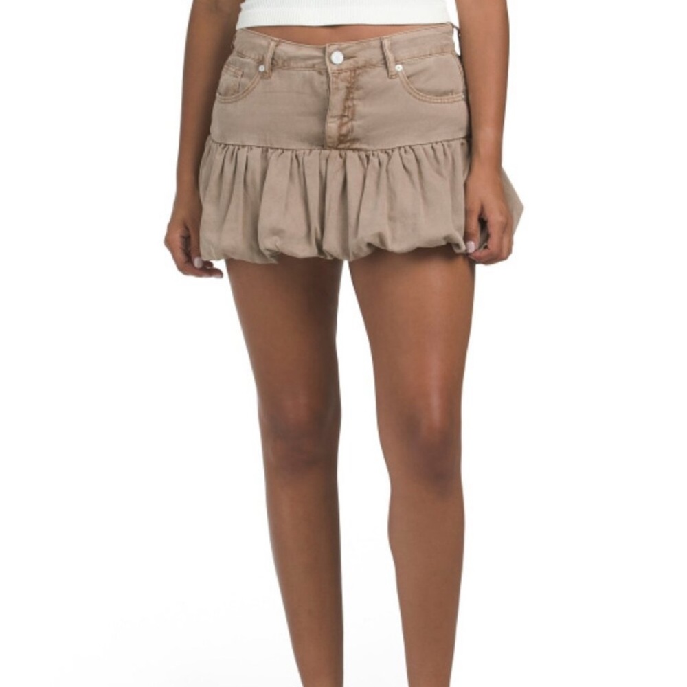 Blank NYC Light Brown Denim Balloon Mini Skirt Size 27